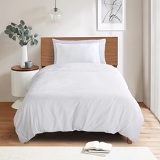 White Twin Duvet Cover Set - Soft and Breathable Twin Bedding with Zipper Clo...