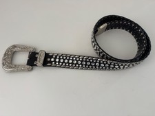 Womens NOCONA Black Leather Western COWGIRL Crystal EMBELLISHED BLING BELT Sz M