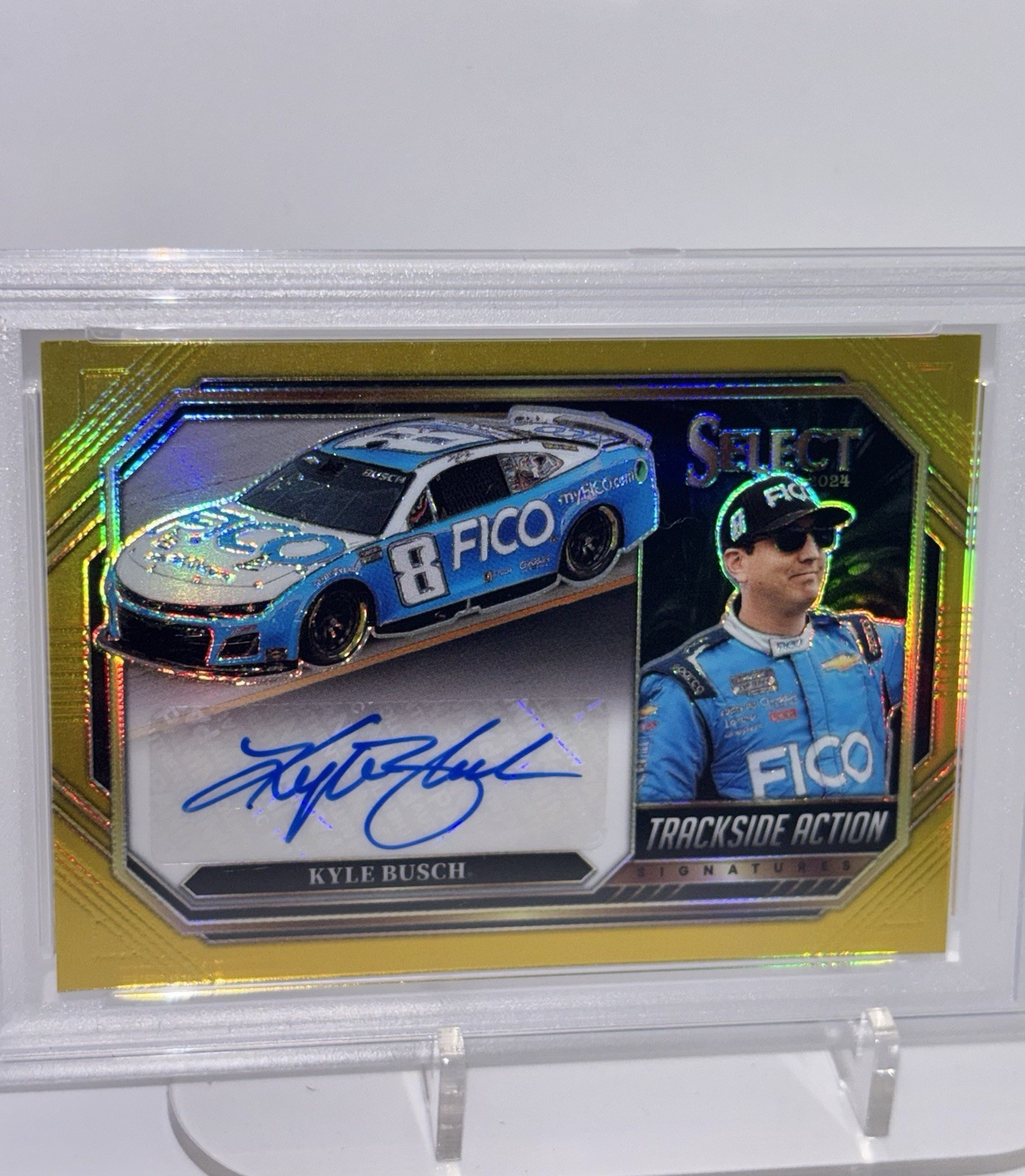 Kyle Busch Autograph Gold Prizm Panini Select 2024 PSA 9 Auto 10 view 2