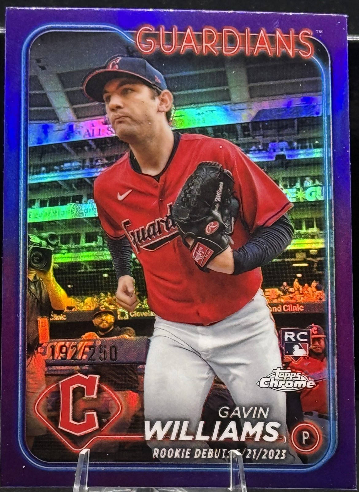 Gavin Williams 2024 Topps Chrome Update Series - Purple Refractor 192/250 USC77