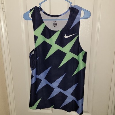 Nike Elite Pro Singlet Mens Marathon Blue And Green Rare Ci0799 XXX Size Medium