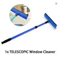 2 In 1 Telescopic Window Glass Cleaner Wiper Long Handle Sponge Brush Window Mop