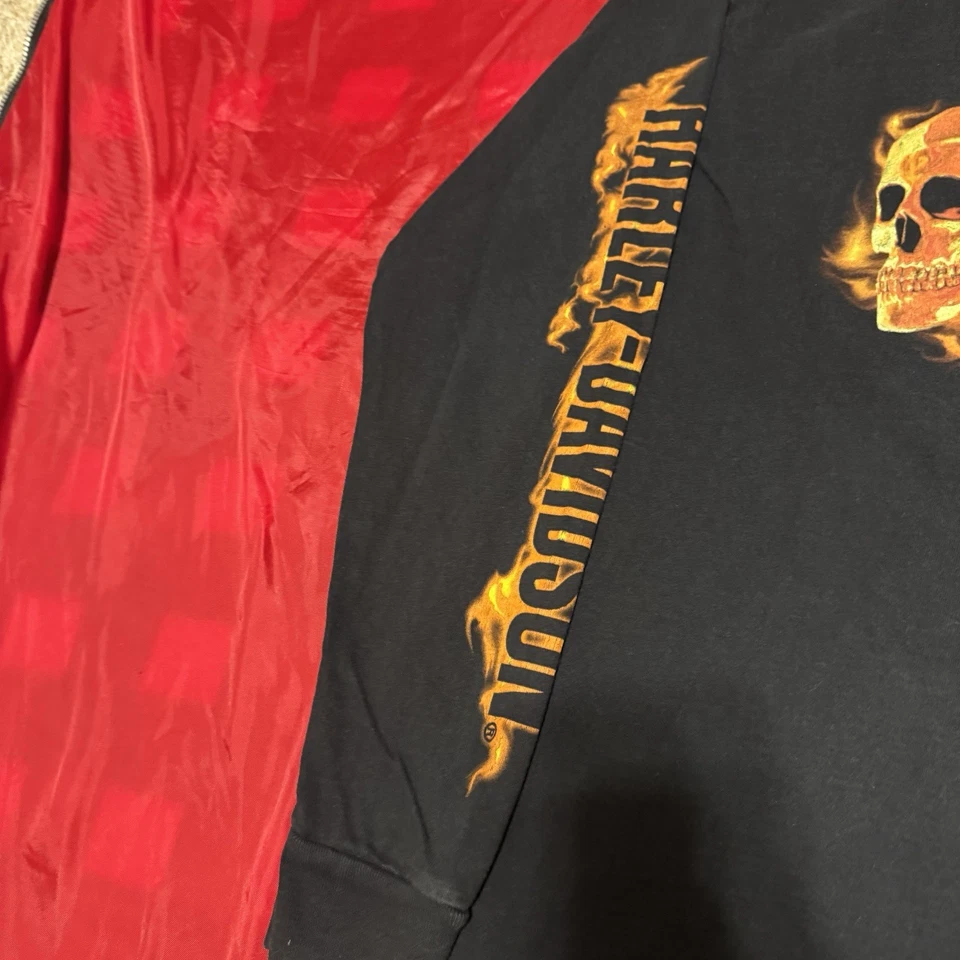 Camisa Harley-Davidson vintage Y2K para hombre grande calavera de fuego motocicleta manga larga Foto 4 de 4