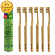 Natural Bristle Bamboo Toothbrush NO Nylon Boar Hair ONLY Totally Compostable