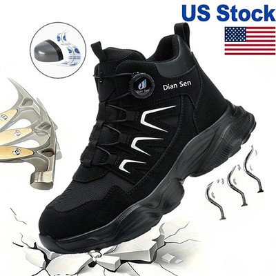 Work Shoes for Man Steel Toe Safety Shoes Anti-Puncture Rotary Button Shoes 8-12