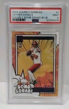 2024 Panini Clearly Donruss - Bomb Squad Jayden Daniels #2 Blue /49 (RC) PSA 9
