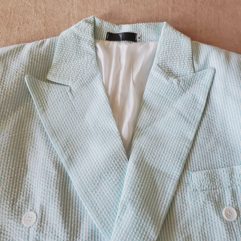 Blazer de hombre azul claro a rayas doble botonadura XL Foto 3 de 4