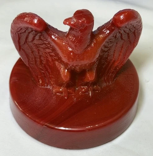 Vintage Fenton Bicentennial Eagle Red Figurine Slag Glass Paperweight Americana