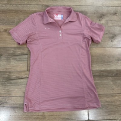 Chik Fil A Polo Shirt Womens Small Pink White Pinstripe Jersey Collared Uniform