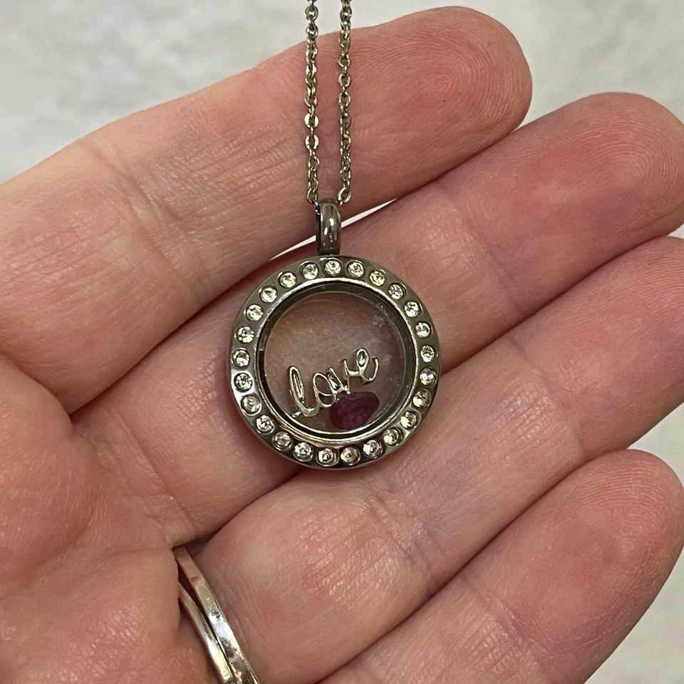 Оригами сова подвеска ожерелье серебряные стразы блестящий 2 подвески любовь красное сердце - Изображение 3 из 4