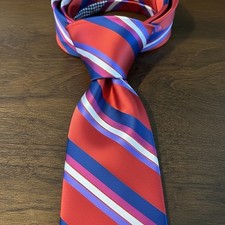 Vintage Tommy Hilfiger Silk Neck Tie Red  Multicolor Stripe USA Made Preppy New
