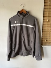 Under Armour Men's Large Gray Jacket Zip Front Loose Fit Adobe