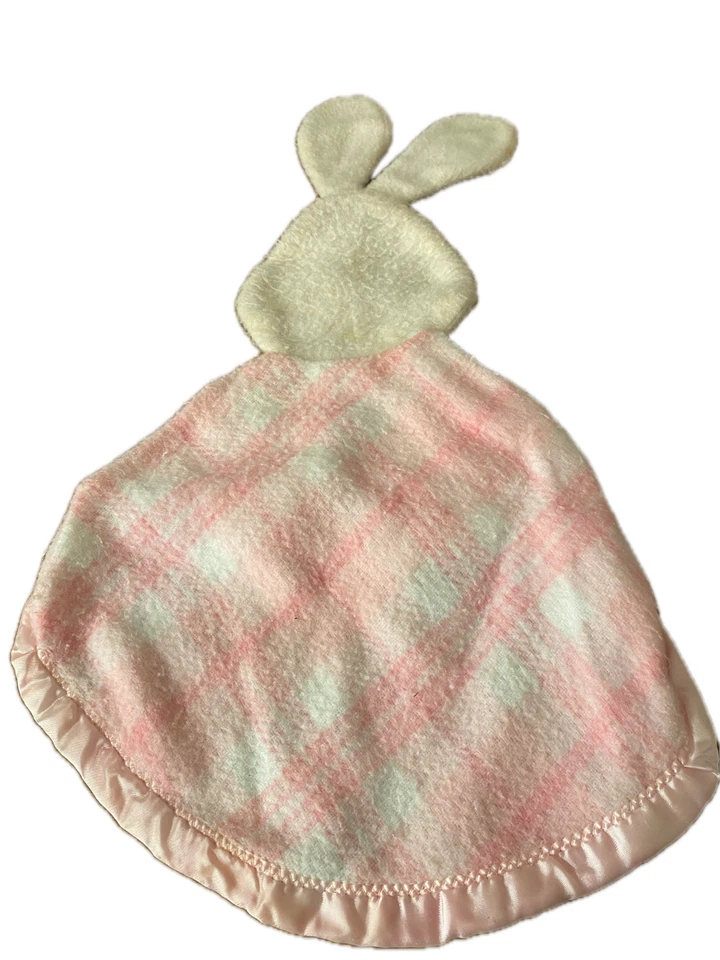 Винтажный Fisher Price кролик милый розовый белый клетку безопасности одеяло 1979 - Изображение 4 из 4