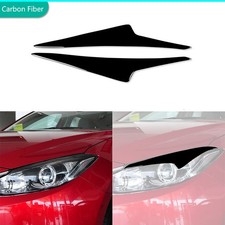 2pcs Headlight Eyelid Eyebrow Cover Piano Black Stickers For Mazda 3 Axela 14-16