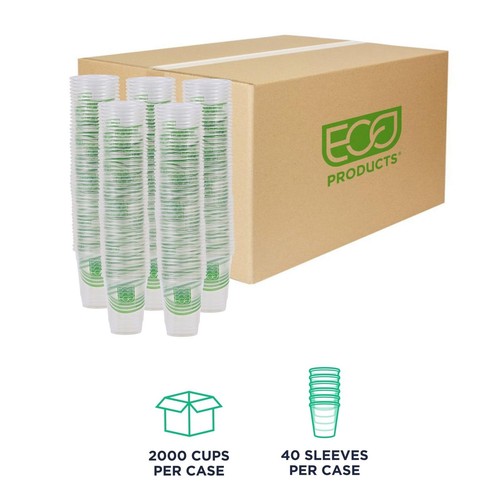 GreenStripe Clear Compostable 7oz PLA Plastic Cups, Case of 2000, Disposable ... - Picture 2 of 9