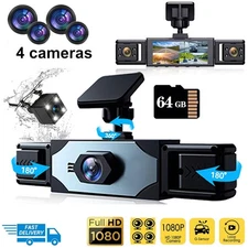 Dash Cam FULL 1080P Dual Lens Car DVR Recorder Front And Rear Camera 64GB Card