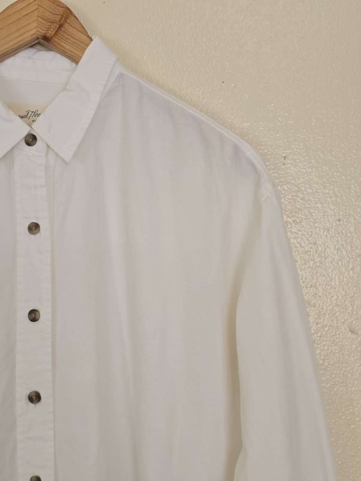 Universal Thread White Cotton Button Up Shirt Ove… - image 2