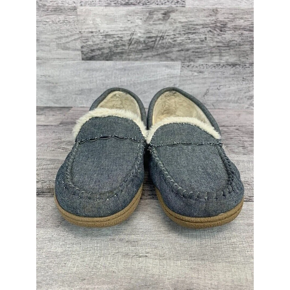 Zapatillas de mocasín Sonoma para mujer talla 7-8M azul denim forradas de piel sintética sin cordones Foto 2 de 4