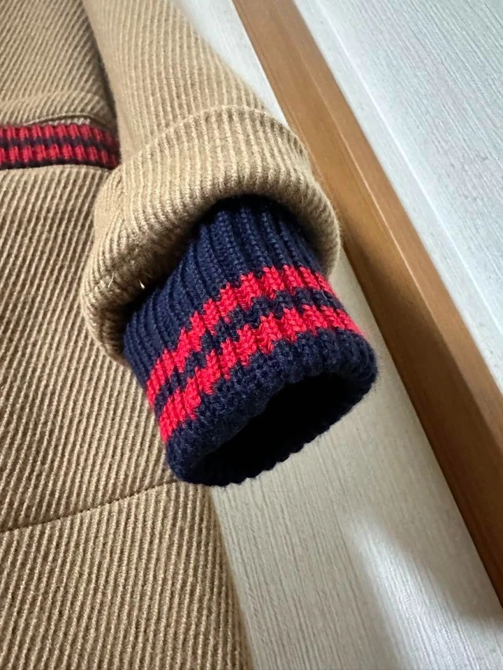 BAND OF OUTSIDERS Double-Breasted Coat Knit Accent Used Rare item Brown Beige - Image 3 of 4