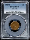 1909-S 1C Lincoln Wheat Cent PCGS XF 40