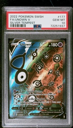 Unown V 177/195 PSA 10 Silver Tempest Pokemon Card Game