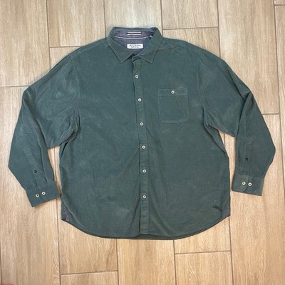 Tommy Bahama Coastline Cord Shirt XXL Green Long Sleeve 100% Cotton Button Up