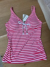 Tommy Bahama Tankini Top Breaker Bay Stripe Lace-Up Coral Coast Women's Medium