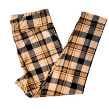 L/XL (sizes 8-14) KIDS LuLaRoe Leggings TAN BROWN BLACK PLAID Fall Autumn Colors