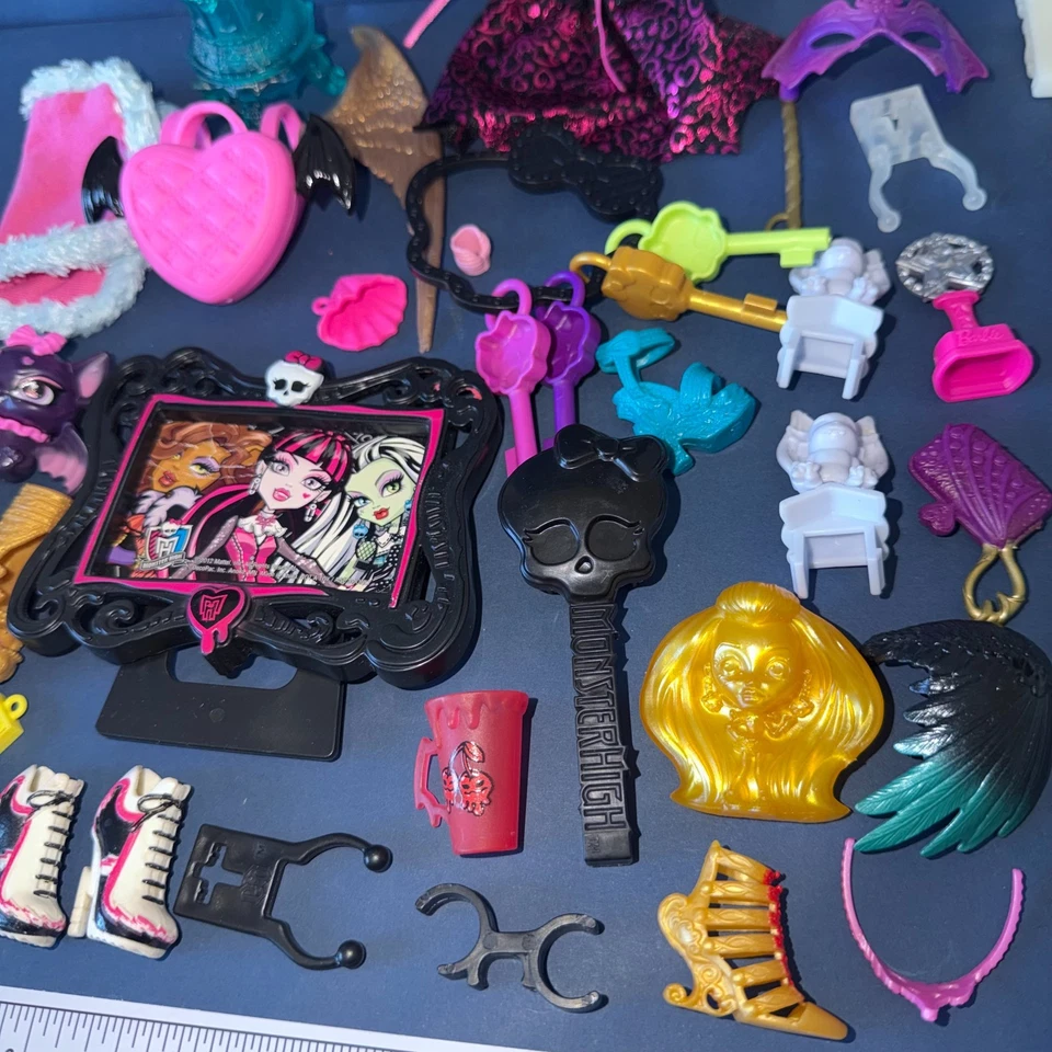 Mattel Monster High Bundle Lot Clothes Accessories Shoes Pets Keys Bags - Image 2 of 4