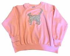 Vintage 80 s Cute Cat Sweatshirt Women s XL Pink Grandma