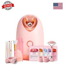Facial Steamer Spa Kit with 17 Skin Care Tools, Nano Ionic Face Steamer for D...