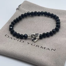 David Yurman Sterling Silver Spiritual Bead Black Spinel Bracelet