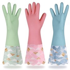 Household Cleaning Gloves 3 Pairs Reusable Dishwashing Gloves Latex Free, Non