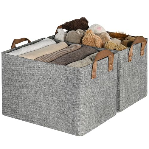 Storage Baskets for Shelves, Extra Large Closet Extra Large - 2 Pack Fog Gray-image