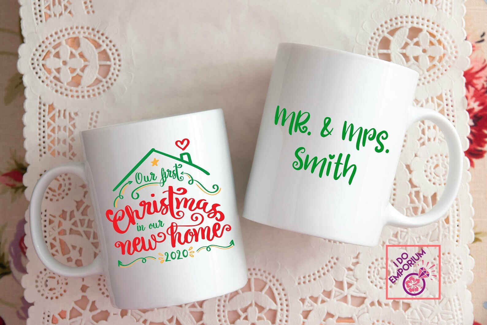Our First Christmas New Home Customized Mug Anniversary Gift Couples New Home