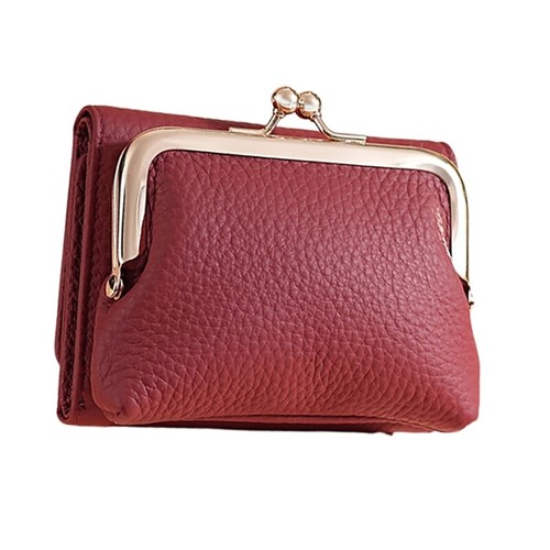 Short Wallet Holder for Women Kiss Lock Coin Pocket PU Leather Purse - Bild 4 von 14