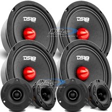 4x DS18 PRO-GM6.4B 6.5" Midrange Bullet Speakers 4x PRO-TWX1BK Super Tweeters