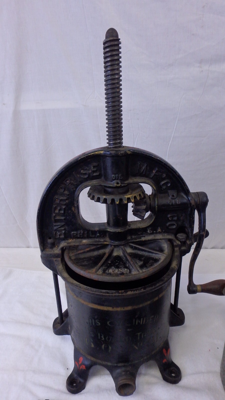 Vintage Antique Cast Iron ENTERPRISE 6 Quart Fruit Wine Press Sausage