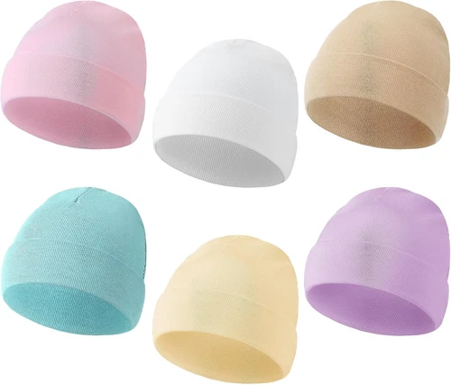 Newcotte 6Pcs Preemie Baby Hats Cotton Preemie Caps Warm One Size Classic Color - Picture 1 of 6