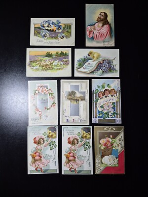 (10) Old Easter Post Cards Lot Unused