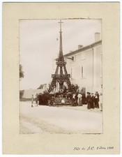 Photo - tirage citrate - Fête du S.C 1910 Tour Eiffel fleurie char carnaval