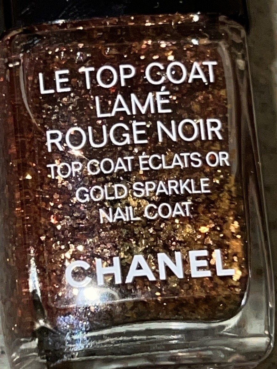 CHANEL LE TOP COAT LAME ROUGE NOIR GOLD SPARKLE Nail Polish Super