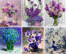 Paint by Number Kits Purple Blue Flowers Acrylic Paint DIY for Adults 16 x 20in