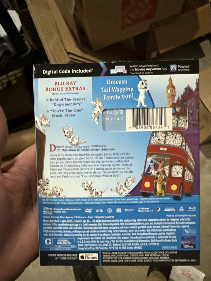 2013 Walt Disney 101 Dalmations 2 Blu Ray And DVD (With Slipcover) (New, Sealed) - Image 2 of 2