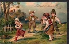 Postcard Children Playing Blind Man's Bluff On Country Path Embossed DB