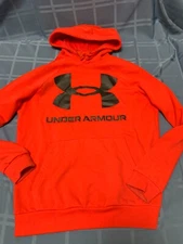 Under Armour Sweatshirt Hoodie Mens Small Red L/S Logo Pocket Coldgear