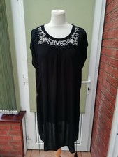 LABEL BE LADIES EMBROIDERED CRINKLE BEACH DRESS BLACK SIZE 14 NEW (ref 443) SALE