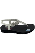 Skechers Meditation Vegan Sling Back Sandals Stars & Sparkle White