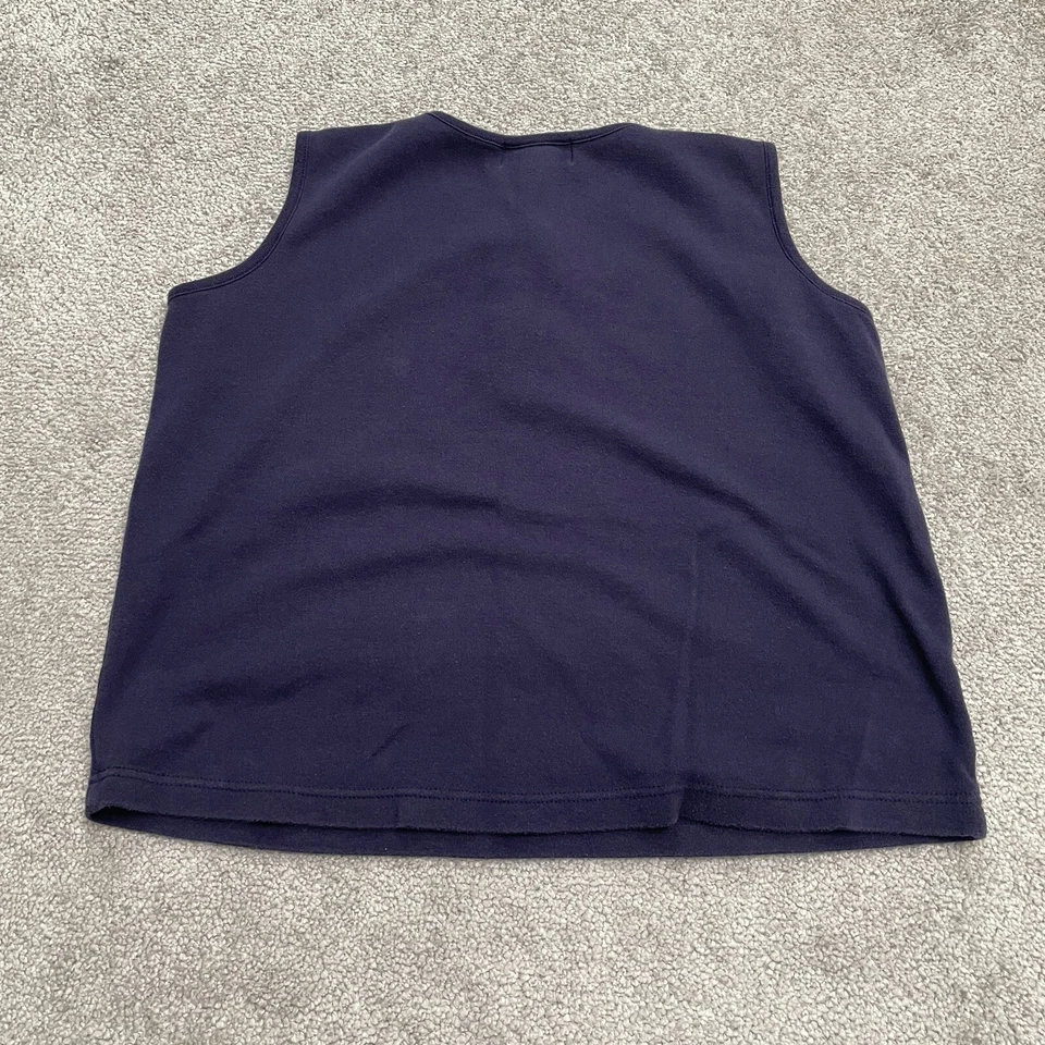 Camiseta sin mangas Jennifer Moore Henley para mujer azul medio sin mangas 100 % algodón básica Foto 2 de 4