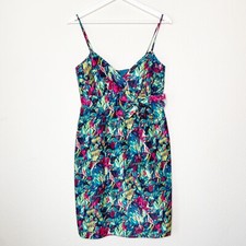 J. CREW Floral Watercolor Bow Rainbow Silk Dress 6